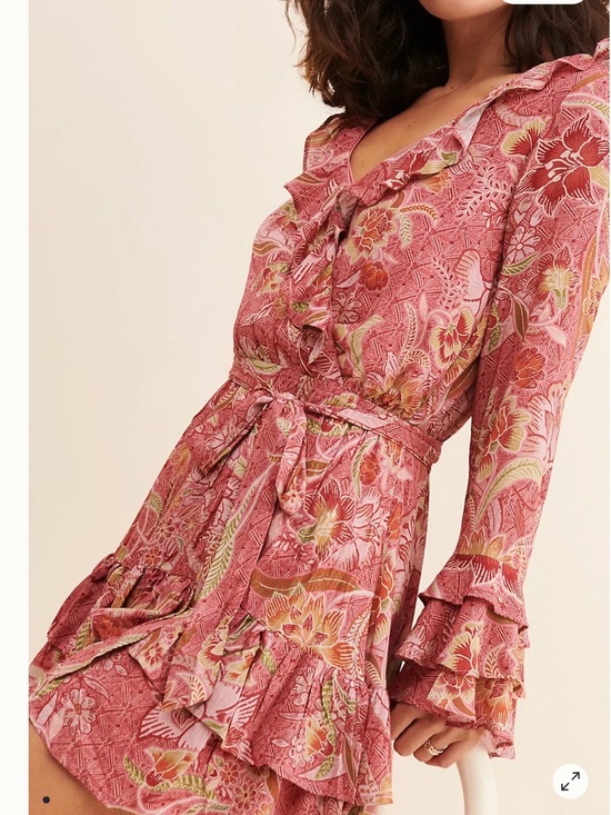 Anthropologie Dresses & Skirts - Anthropologie Rose Pink Floral Ruffle Tie-Waist Mini Dress